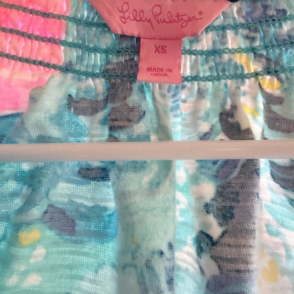 Lilly Pulitzer Aqua Pink Yellow Printed Sundress - Picture 2 of 8